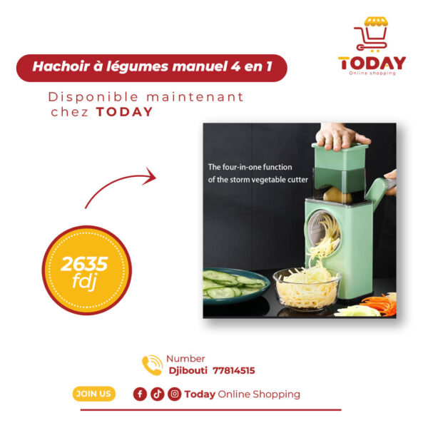 Hachoir à légumes manuel 4 en 1