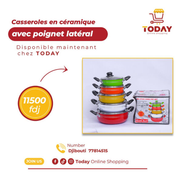 Casserole en céramique avec poignet latéral
